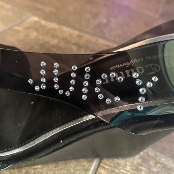 Juicy Couture Clear Rhinestone Platform Sandal Wedges Black US Size 11 Y2K - Picture 3 of 8